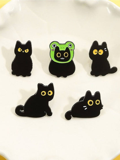 Pinori - Yellow Eyes Cute Black Cat Brooch: D