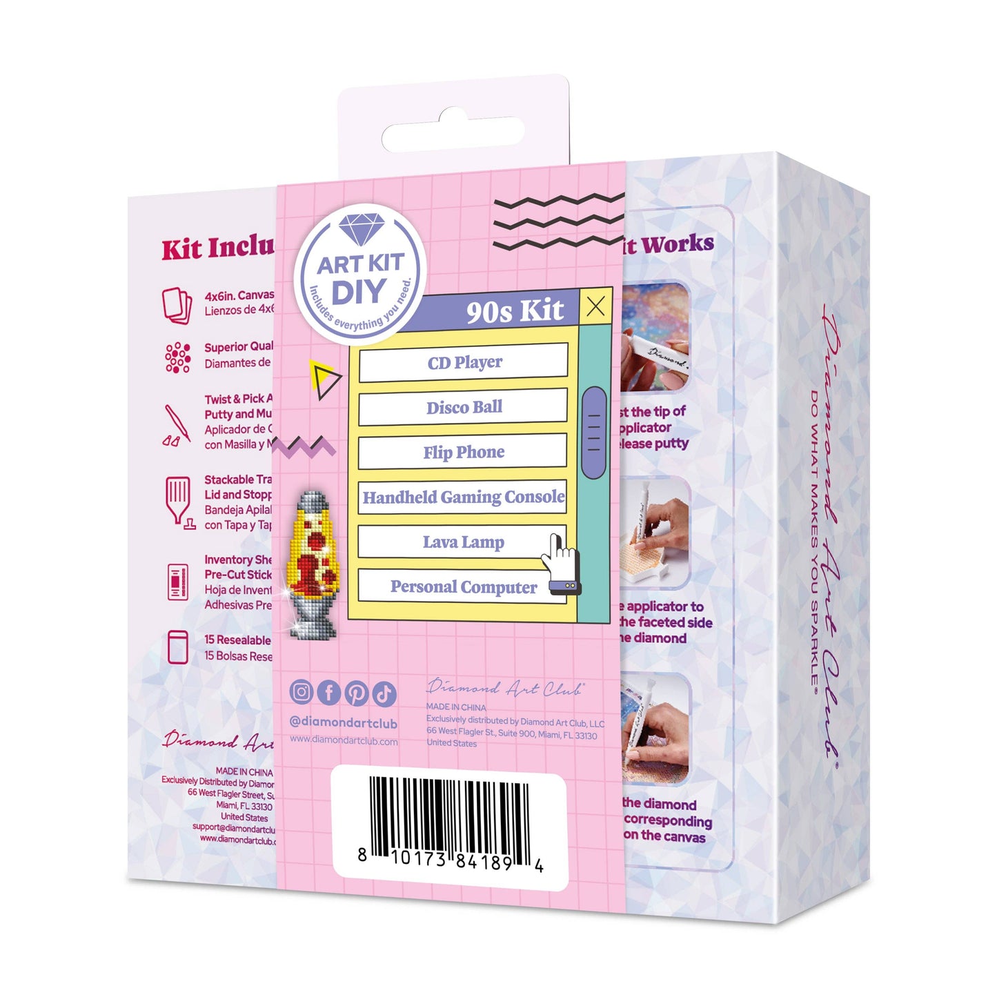 Mini Dazzles™ - 90s: Square With 25 Colors Including 1 AB and 1 Electro Diamond and 1 Iridescent Diamond and 1 Frosted Diamond and 21 Fairy Dust Diamonds / 4,629 / 4" x 6" (10.2cm x 15.2cm)