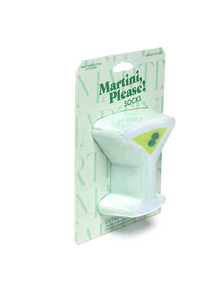 3D Packaged Crew Socks - Martini Glass - Green