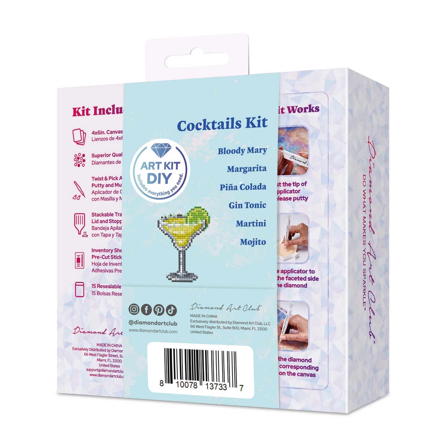 Mini Dazzles™ - Cocktails: Square With 19 Colors Including 1 AB and 18 Fairy Dust Diamonds / 3,760 / 4" x 6" (10.2cm x 15.2cm)