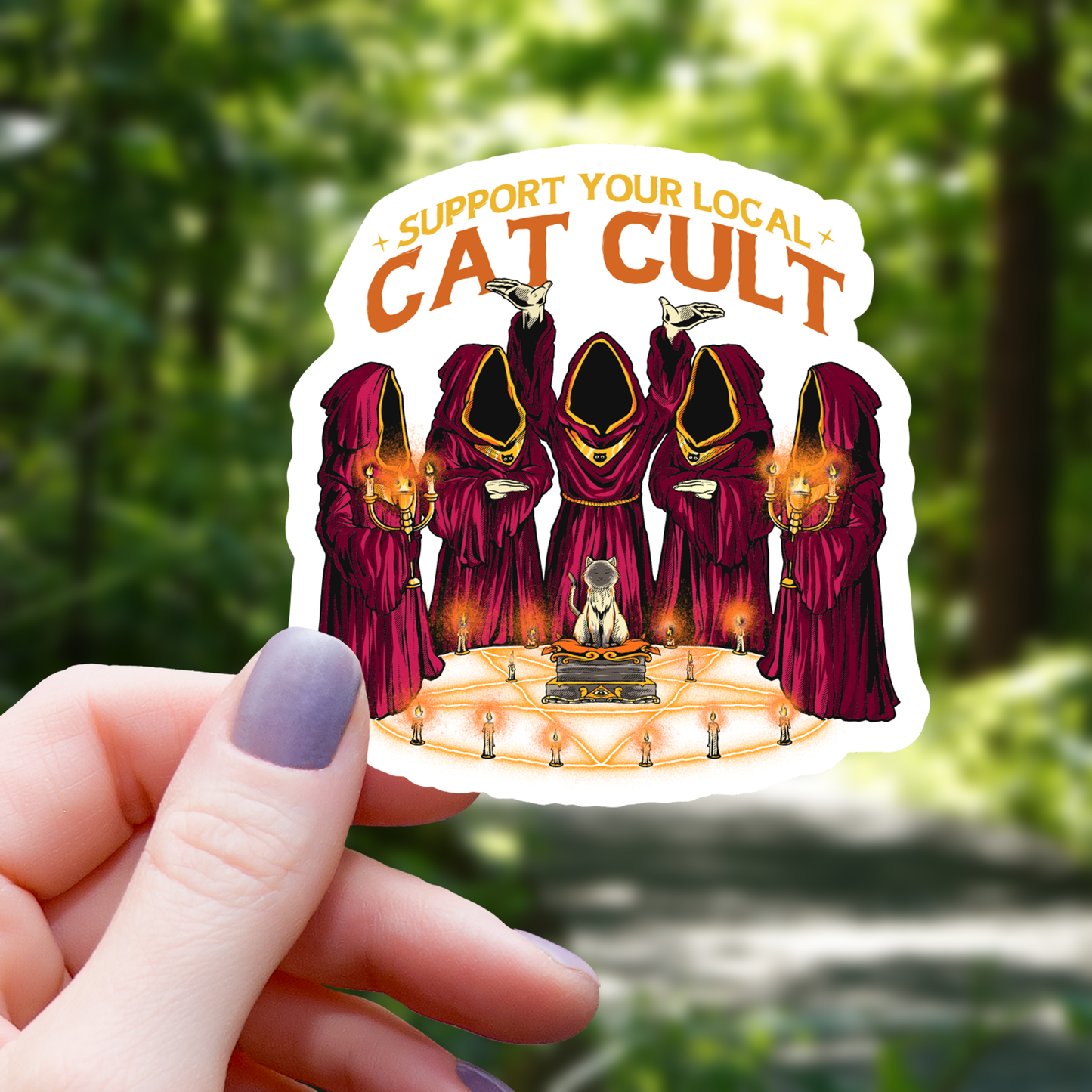 Support Your Local Cat Cult Sticker - 3"