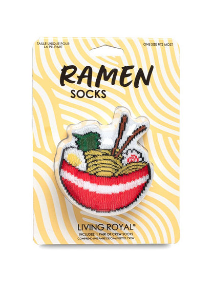 3D Packaged Crew Socks - Bowl of Ramen Noodles - White