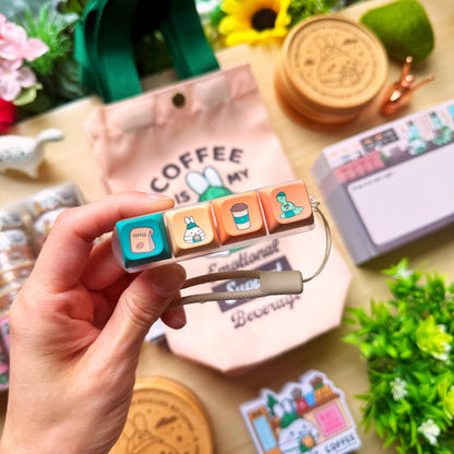 Coffee Shop Keyboard Fidget Keychain