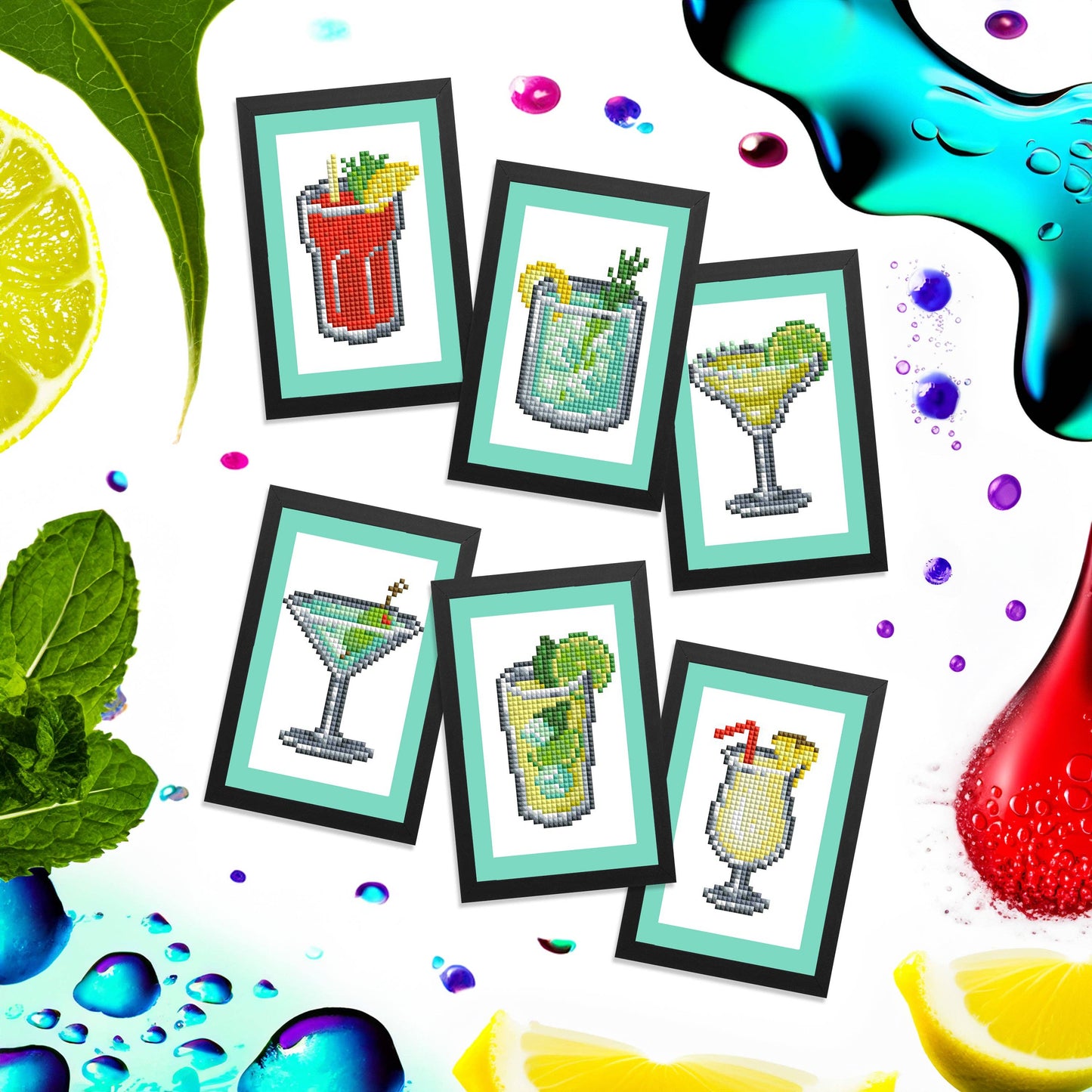 Mini Dazzles™ - Cocktails: Square With 19 Colors Including 1 AB and 18 Fairy Dust Diamonds / 3,760 / 4" x 6" (10.2cm x 15.2cm)