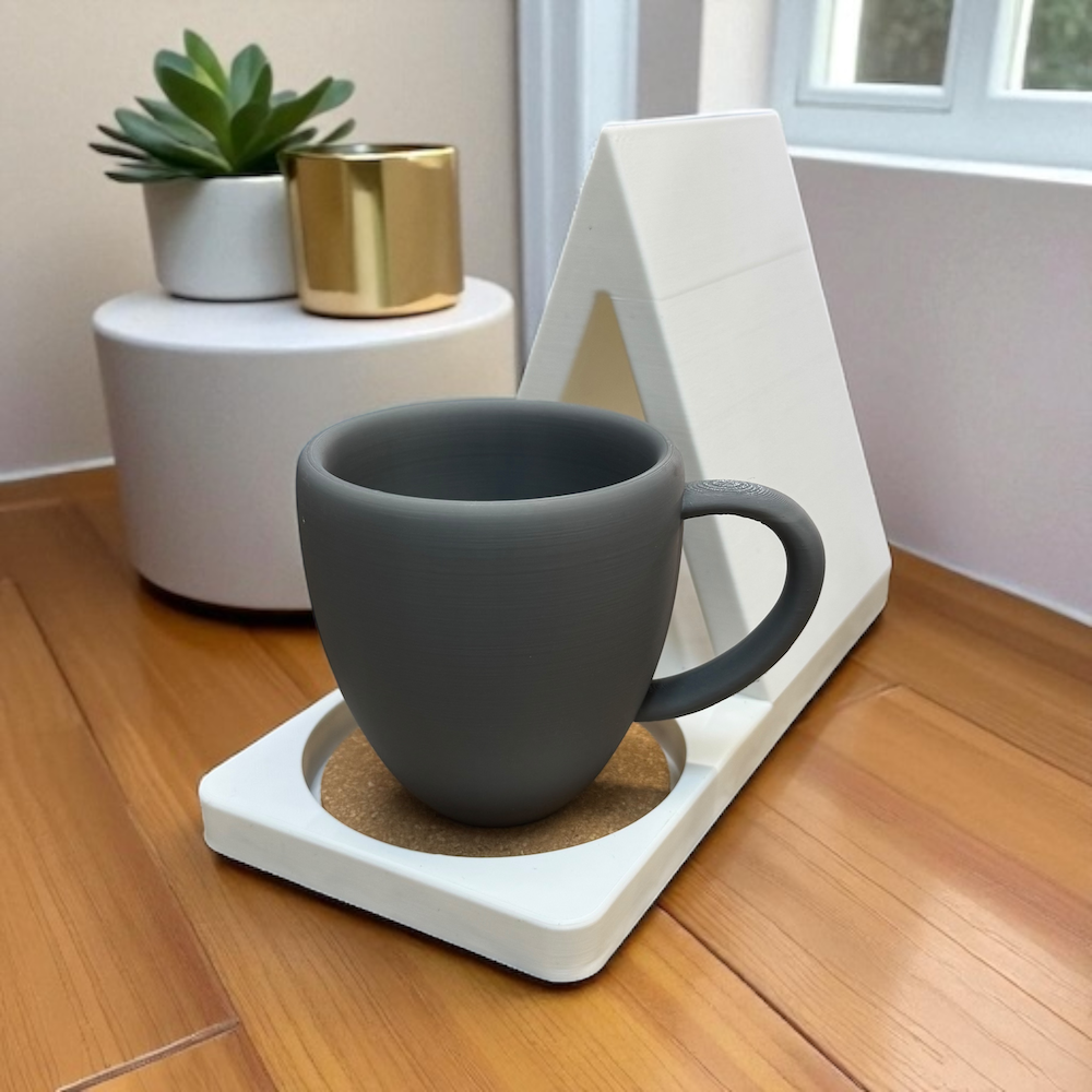 Book Stand Place Holder with Coaster: White