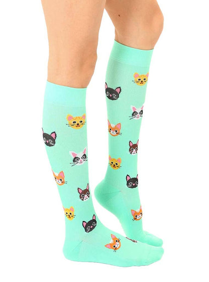 Compression Socks (15-20mmHg) - Cat Lover - Turquoise