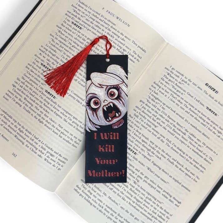 Bookmark with a graphic design on an open book