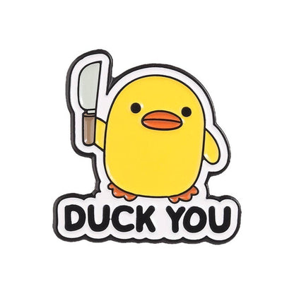 Pinori Funny Duck Enamel Pin: Yellow