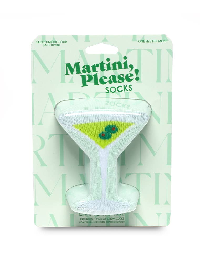 3D Packaged Crew Socks - Martini Glass - Green