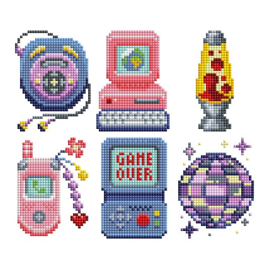 Mini Dazzles™ - 90s: Square With 25 Colors Including 1 AB and 1 Electro Diamond and 1 Iridescent Diamond and 1 Frosted Diamond and 21 Fairy Dust Diamonds / 4,629 / 4" x 6" (10.2cm x 15.2cm)