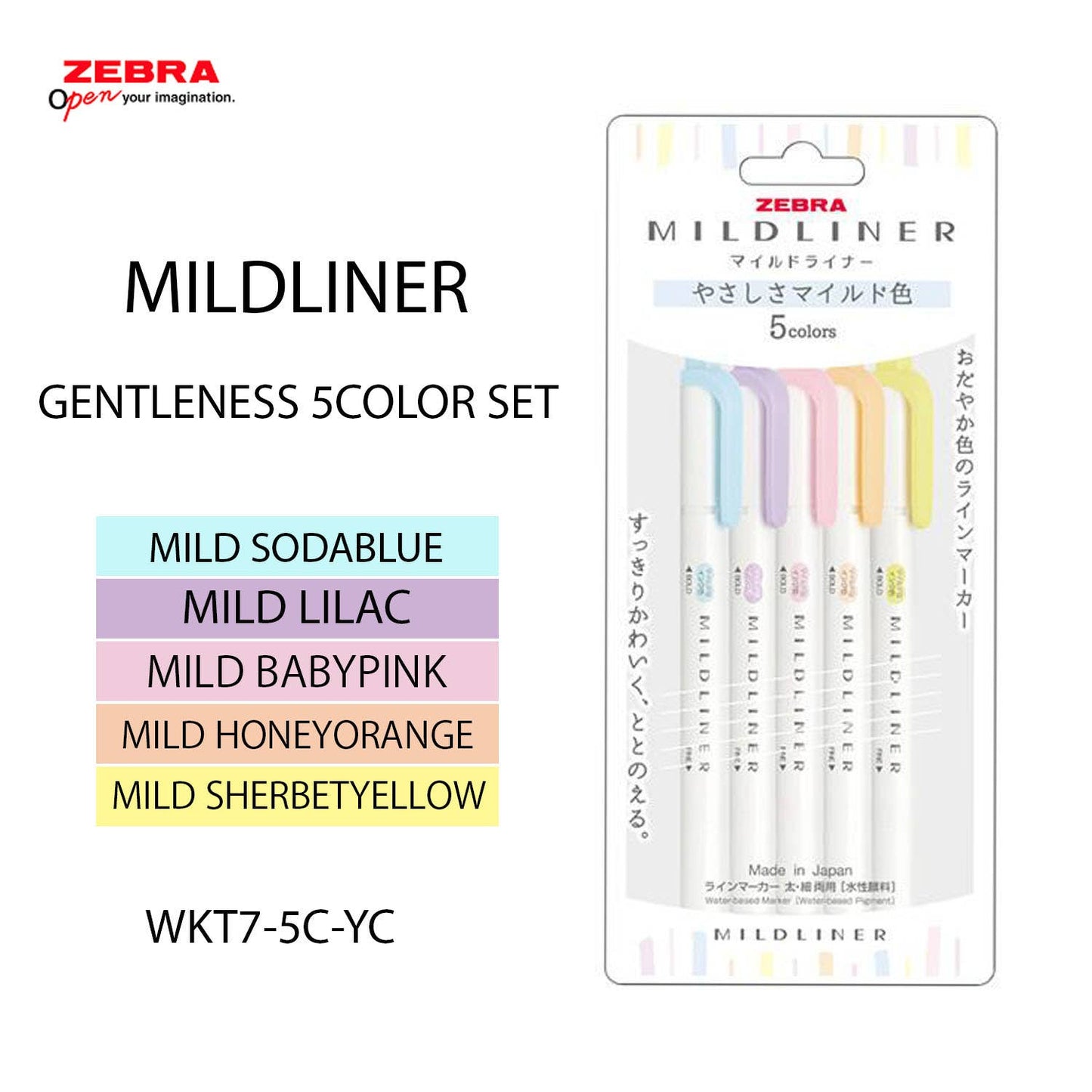 ZEBRA MILD LINER HIGHLIGHTER 5COLOR SET: COOL COLOR SET