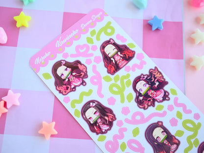 Nezuko demon slayer anime manga sticker sheet : Matte paper
