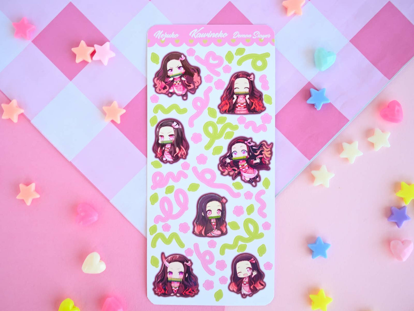 Nezuko demon slayer anime manga sticker sheet : Matte paper