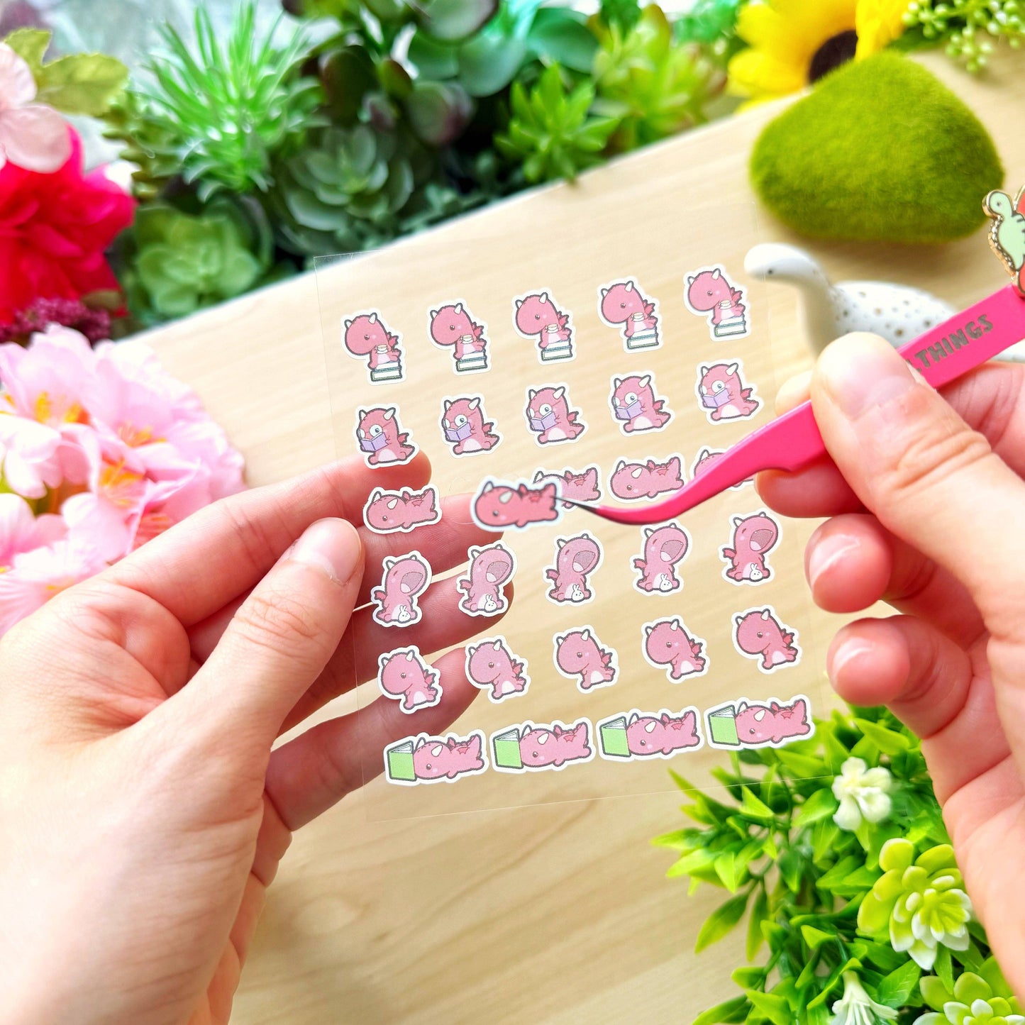 Enamel Sticker Tweezer - Lil' Dragon Reads (Fine Point)