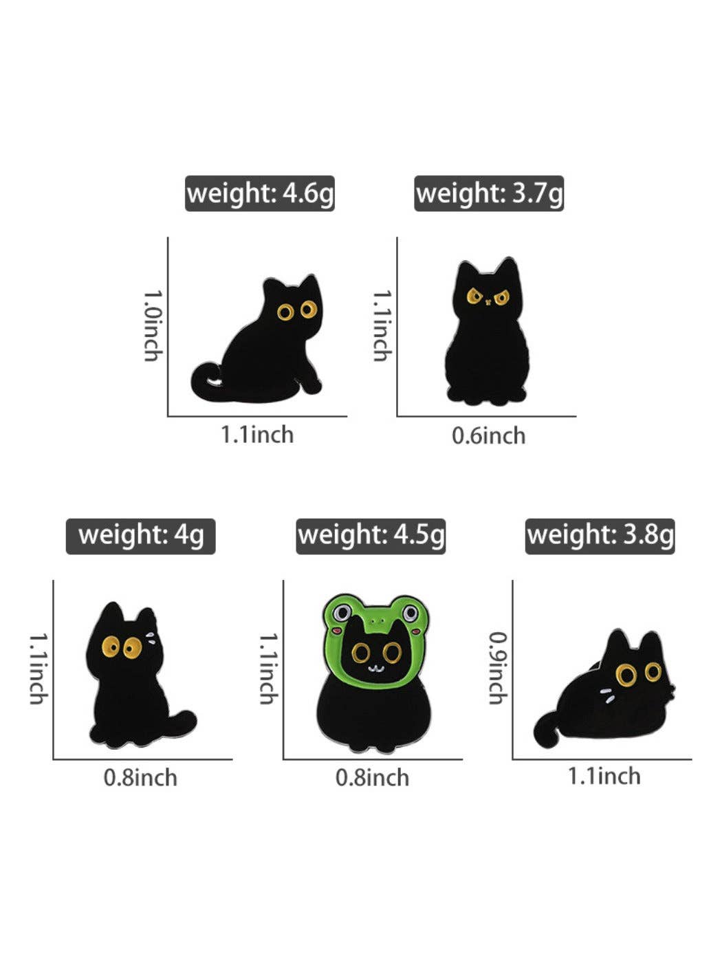 Pinori - Yellow Eyes Cute Black Cat Brooch: D
