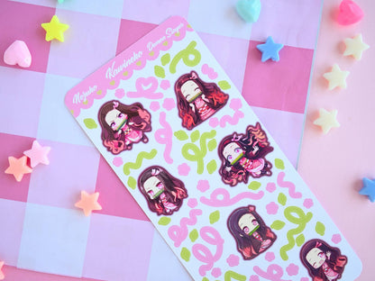 Nezuko demon slayer anime manga sticker sheet : Matte paper