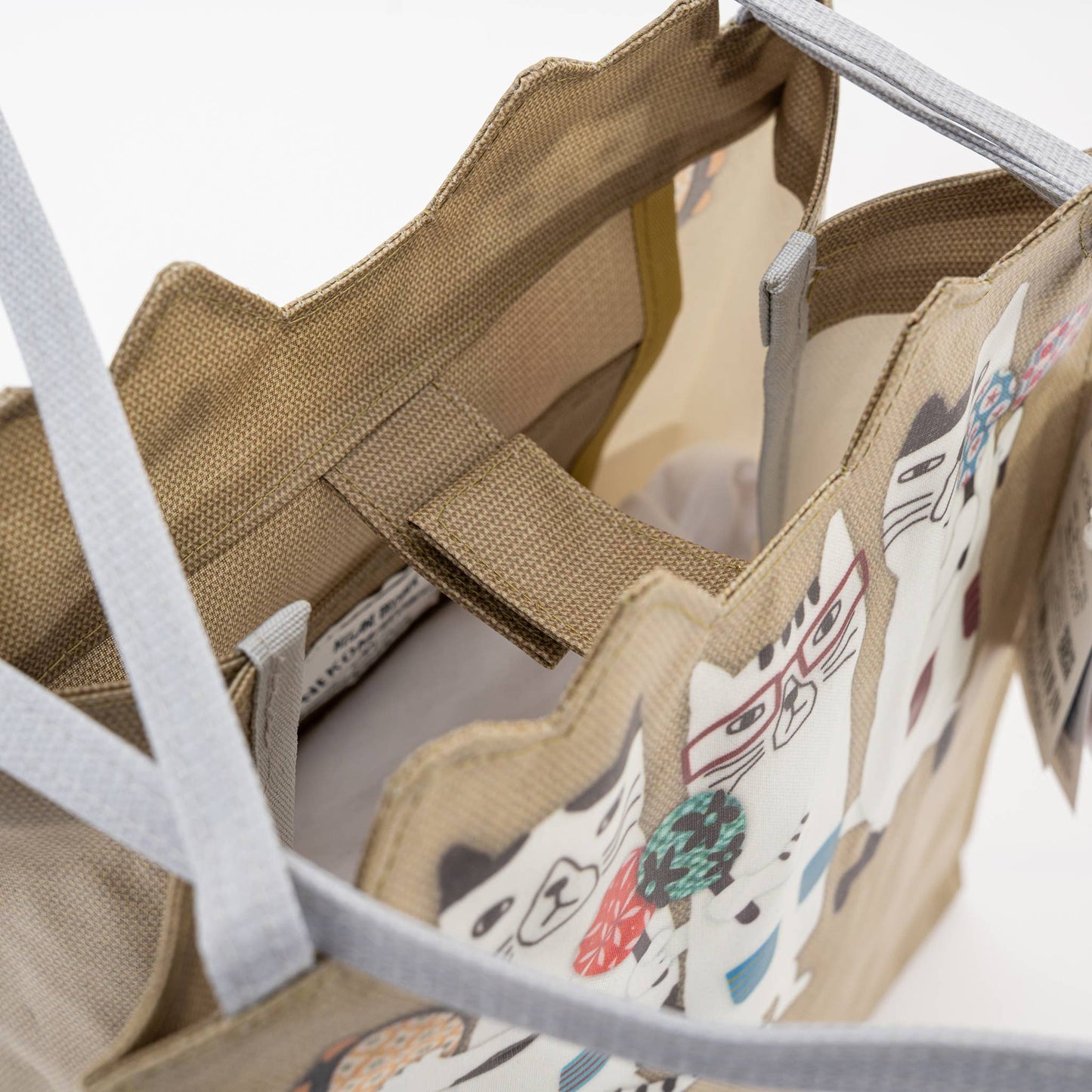 Whimsical "Nekomaruke Brother" Waterproof Mini Tote - Kusugu: White