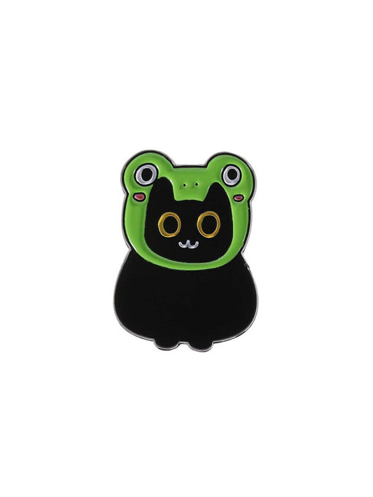 Pinori - Yellow Eyes Cute Black Cat Brooch: D