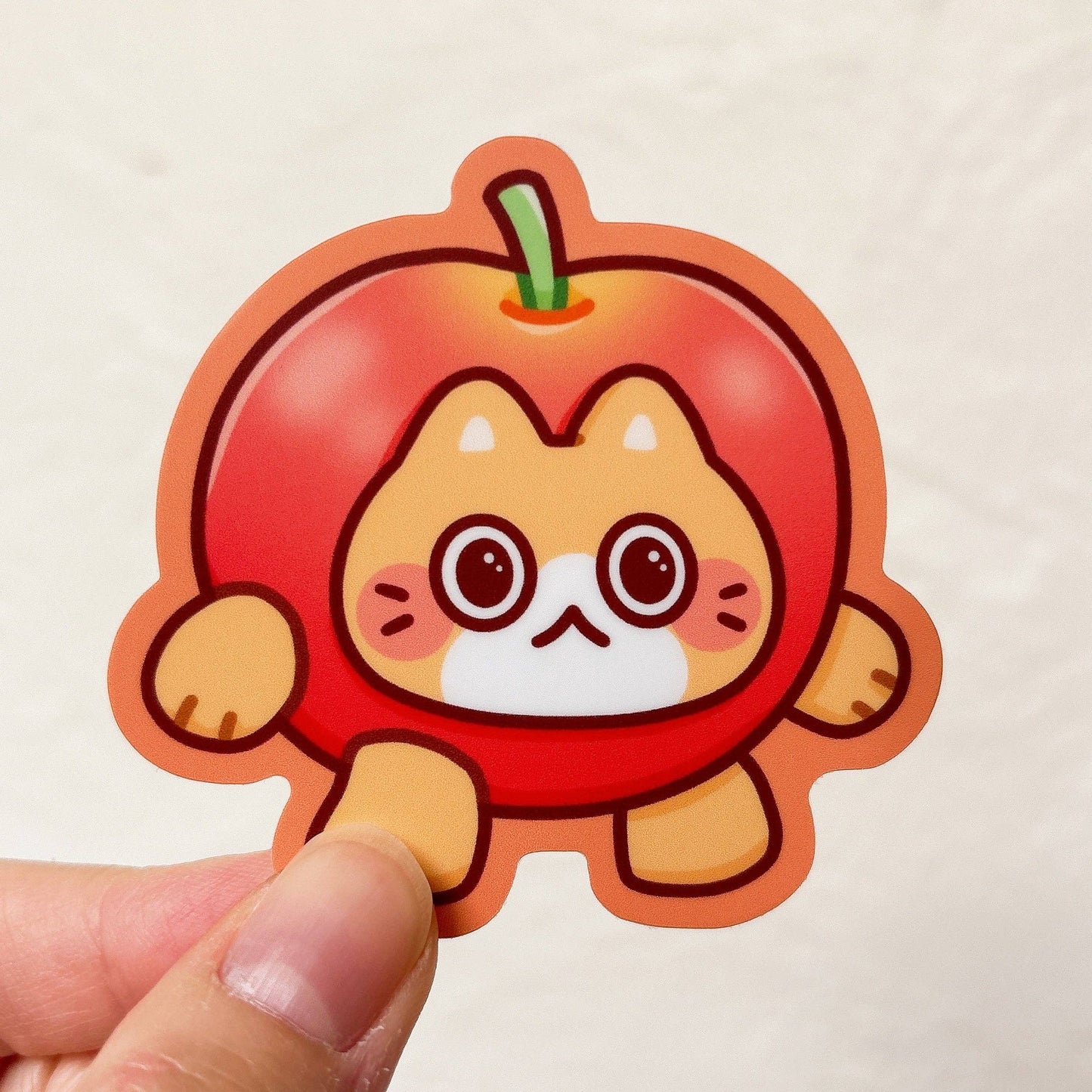 Cute Cat Meme Heavy Duty Waterproof Vinyl Diecut Stickers: Melon Hat Cat