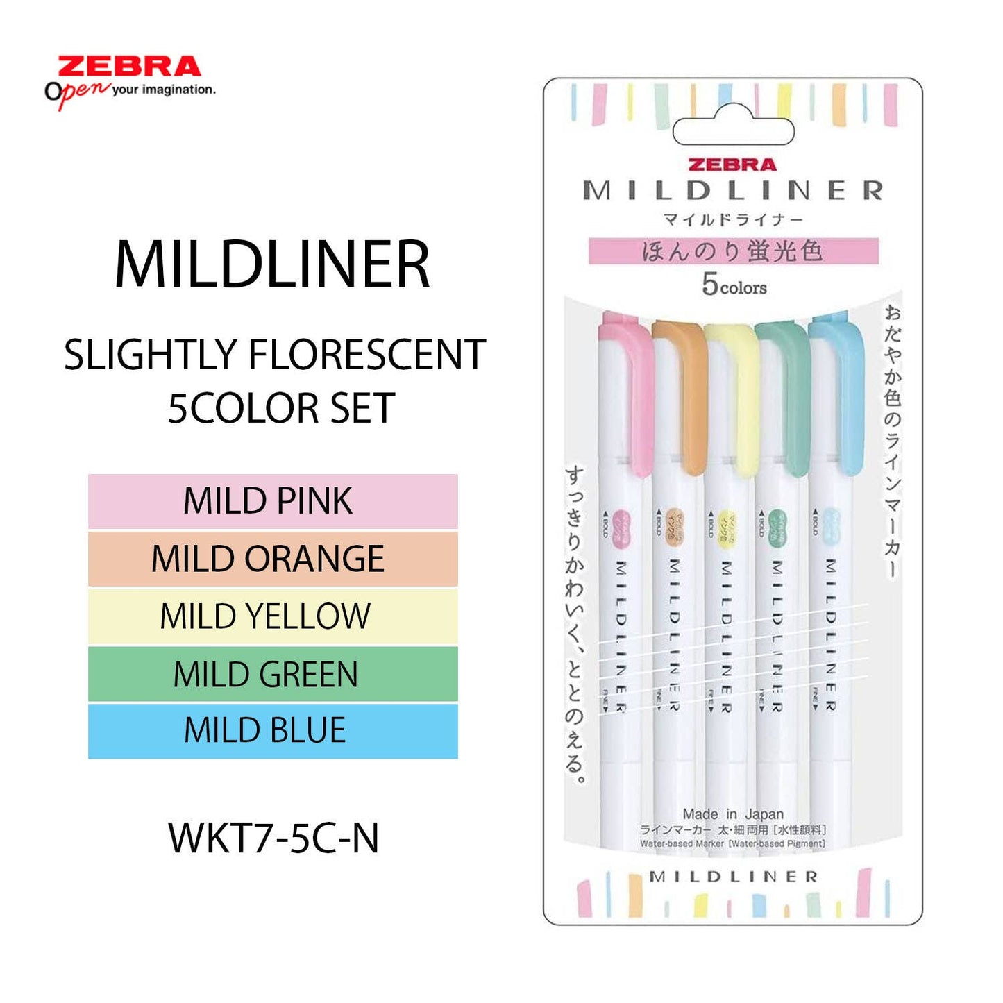 ZEBRA MILD LINER HIGHLIGHTER 5COLOR SET: NATURAL COLOR SET