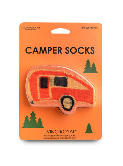 3D Packaged Crew Socks - Camper at the Lake - Orange