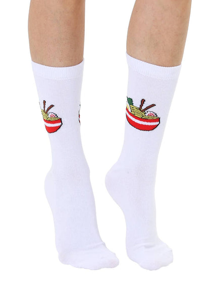 3D Packaged Crew Socks - Bowl of Ramen Noodles - White