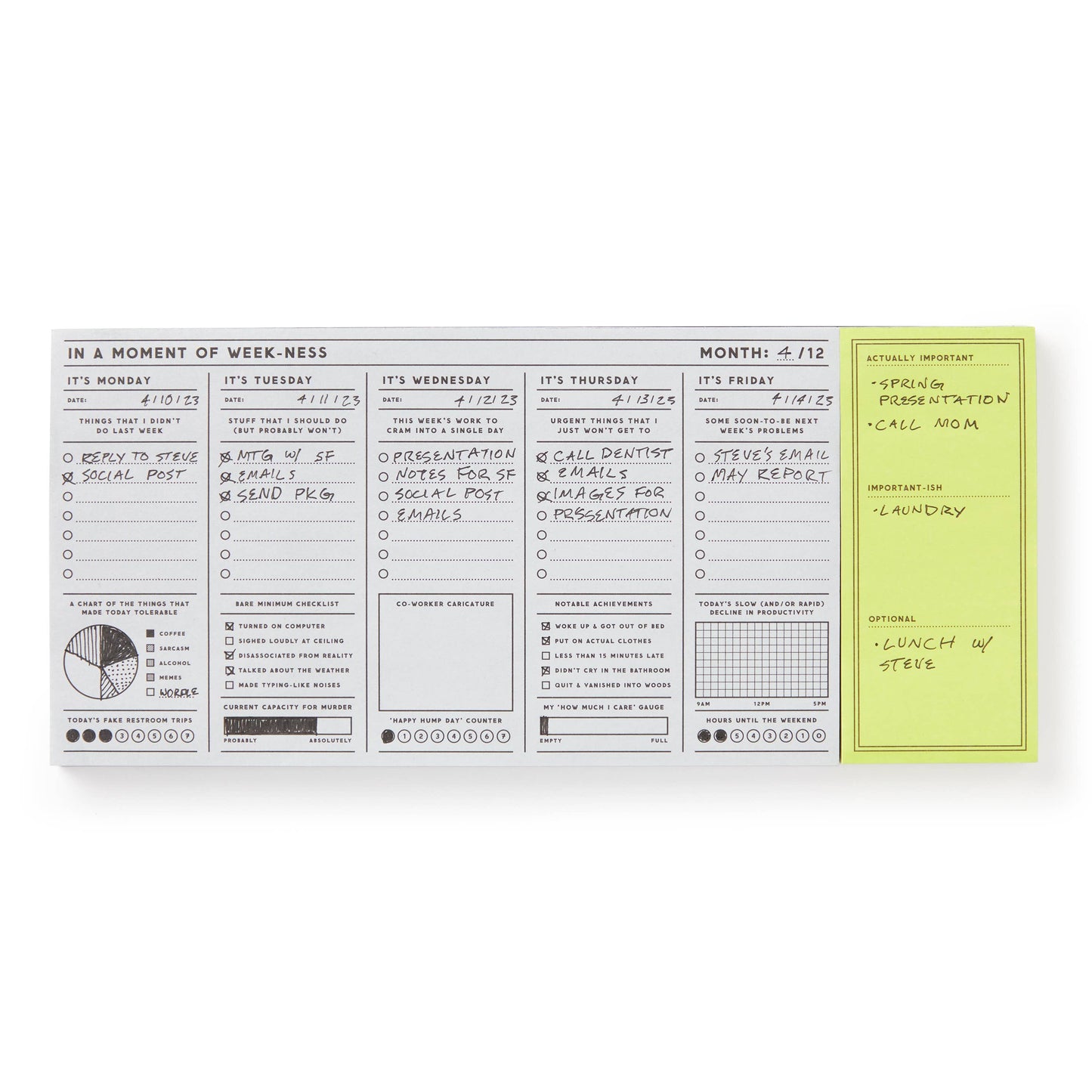 Brass Monkey In a Moment of Weekness Weekly Planner Pad