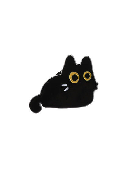 Pinori - Yellow Eyes Cute Black Cat Brooch: D