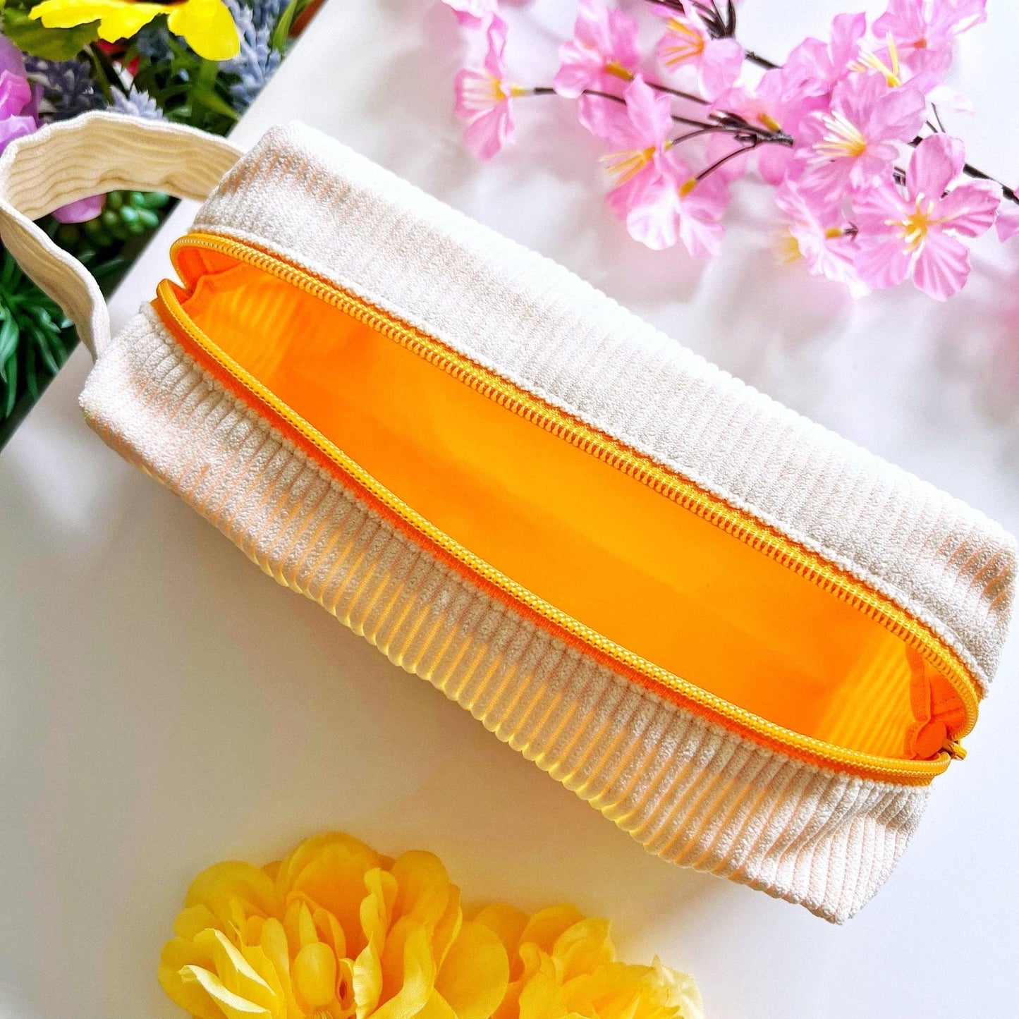 Corduroy Pencil Pouch - Honeycomb (Embroidered)