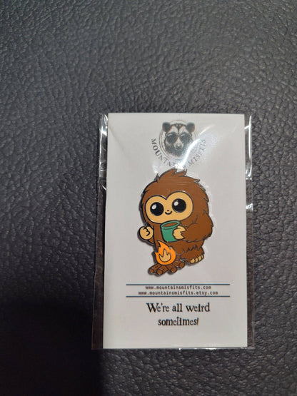 Bigfoot & Coffee  Enamel Pin - Sasquatch Pin