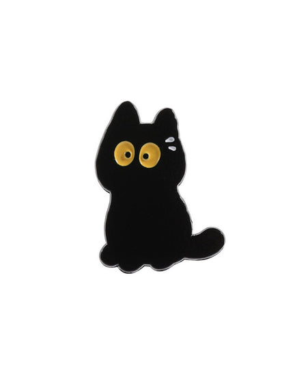 Pinori - Yellow Eyes Cute Black Cat Brooch: D