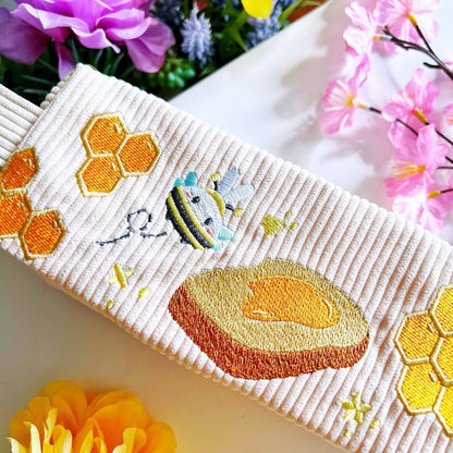 Corduroy Pencil Pouch - Honeycomb (Embroidered)