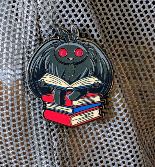Mothman Reading a Book Enamel Pin - 1.5"