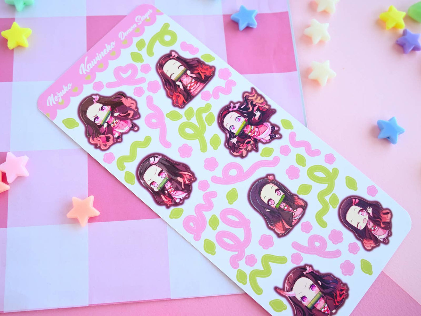 Nezuko demon slayer anime manga sticker sheet : Matte paper