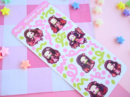 Nezuko demon slayer anime manga sticker sheet : Matte paper