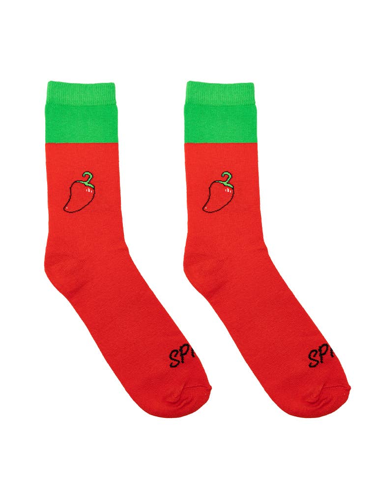 3D Packaged Crew Socks - Hot Sauce - "Spicy" Pepper - Red