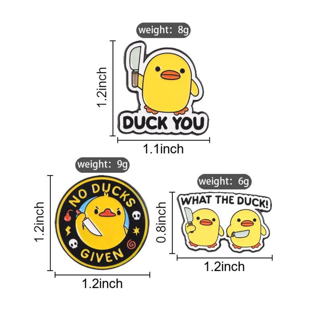 Pinori Funny Duck Enamel Pin: YLWWHT