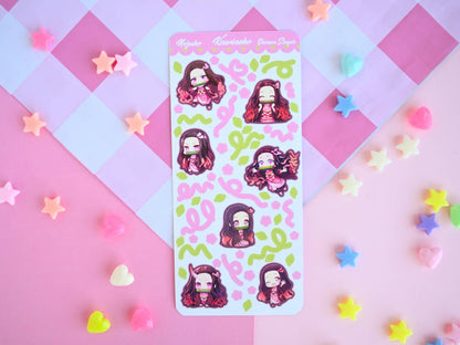 Nezuko demon slayer anime manga sticker sheet : Matte paper