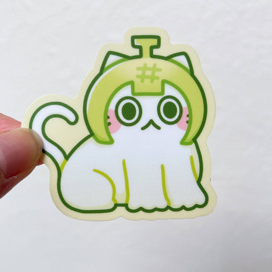 Cute Cat Meme Heavy Duty Waterproof Vinyl Diecut Stickers: Melon Hat Cat