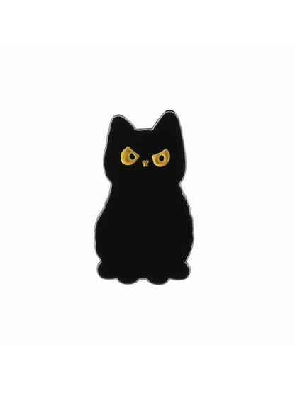 Pinori - Yellow Eyes Cute Black Cat Brooch: D