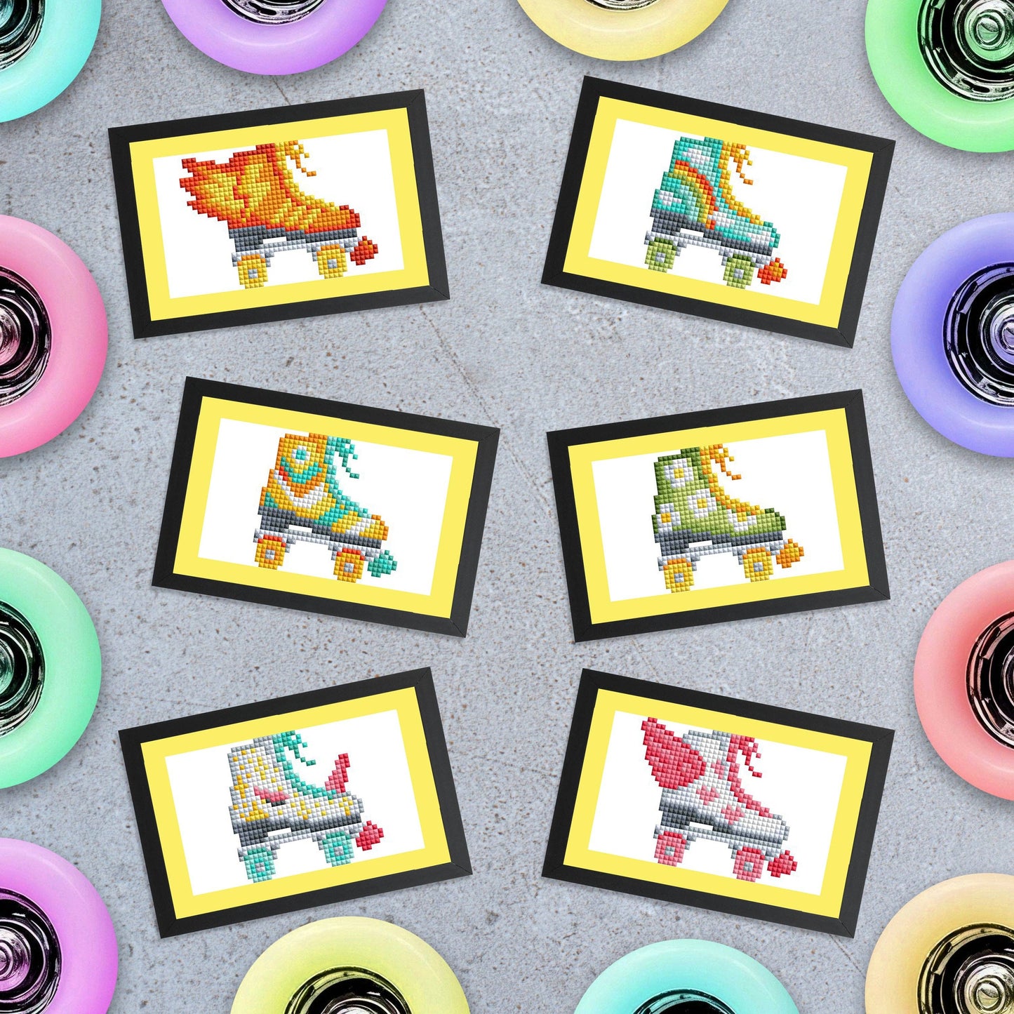 Mini Dazzles™ - Roller Skates: Square With 19 Colors Including 1 AB and 18 Fairy Dust Diamonds / 3,555 / 4" x 6" (10.2cm x 15.2cm)