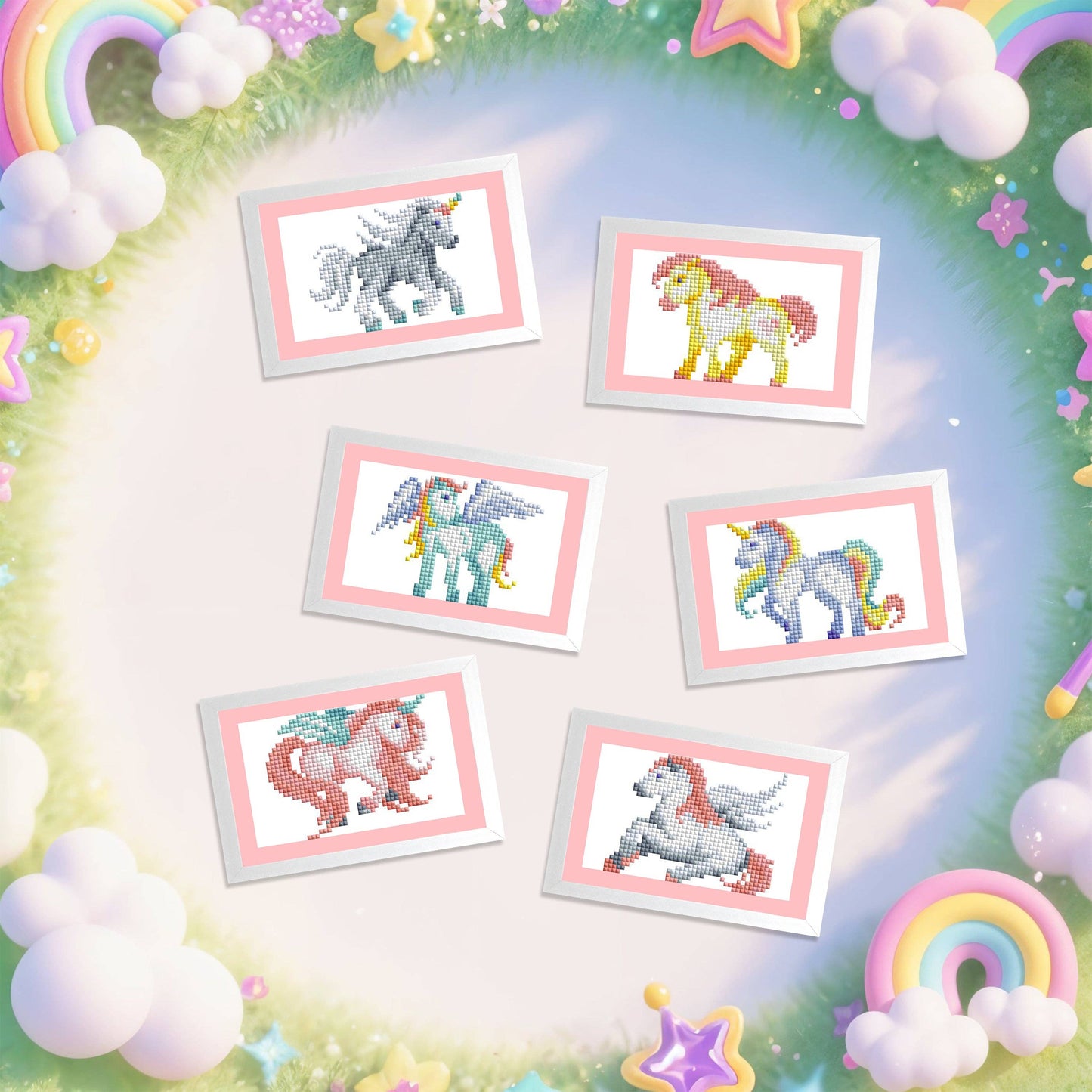 Mini Dazzles™ - Magical Ponies: Square With 18 Colors Including 2 ABs and 16 Fairy Dust Diamonds / 4,079 / 4" x 6" (10.2cm x 15.2cm)
