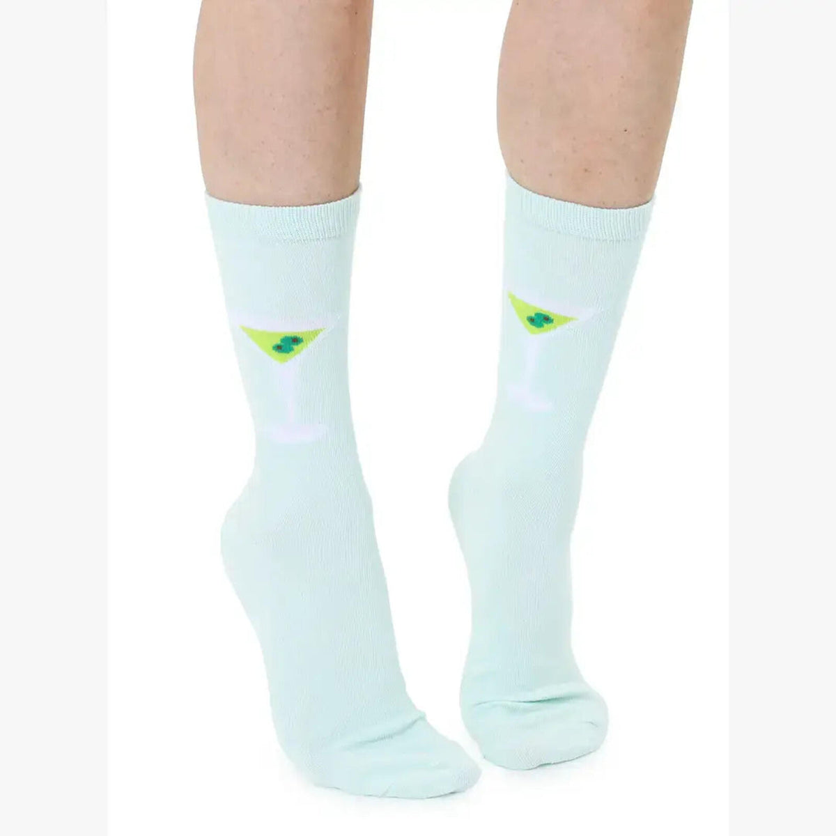 3D Packaged Crew Socks - Martini Glass - Green