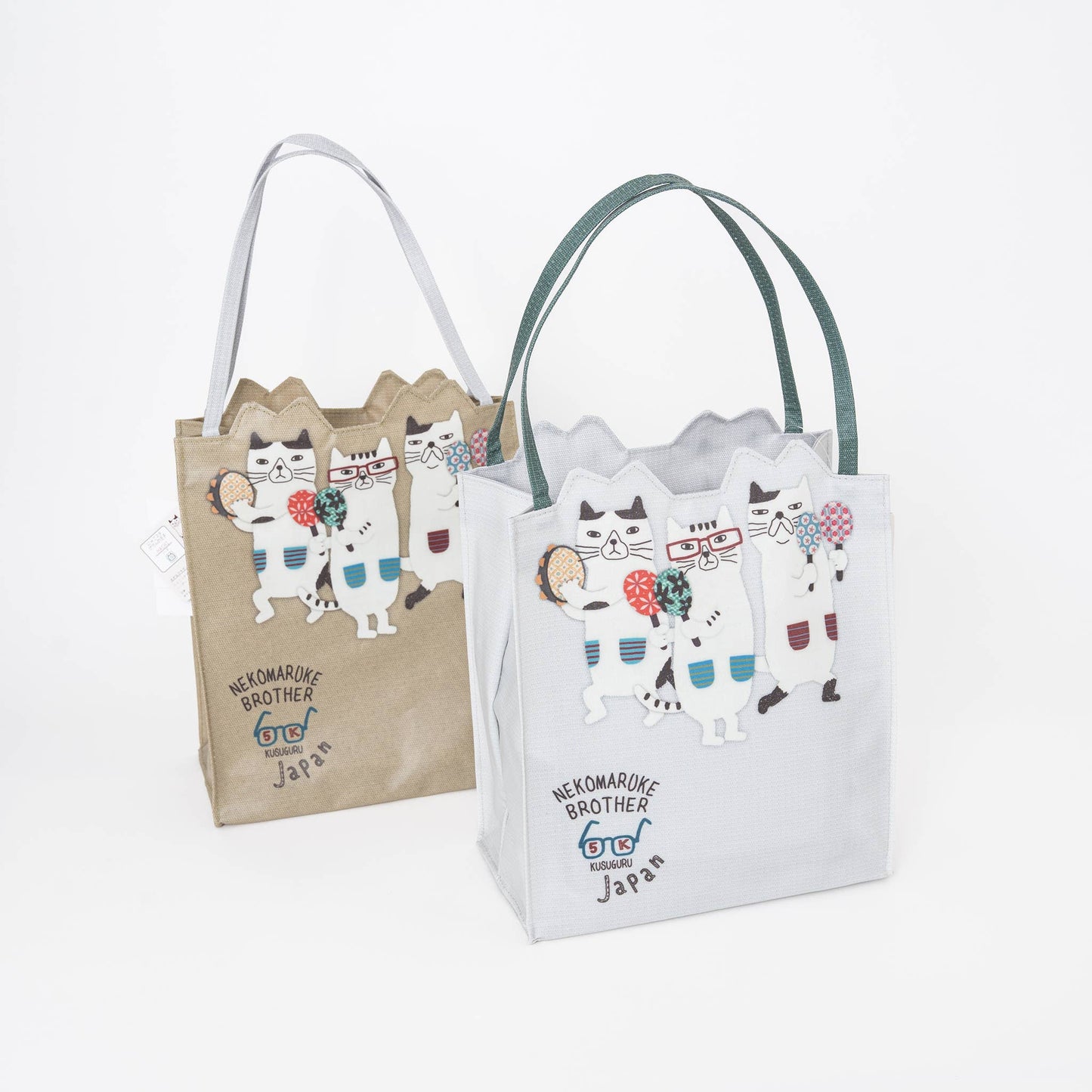 Whimsical "Nekomaruke Brother" Waterproof Mini Tote - Kusugu: White