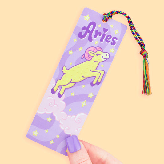 Aries Zodiac Bookish Horoscope Bookmark with Tassel