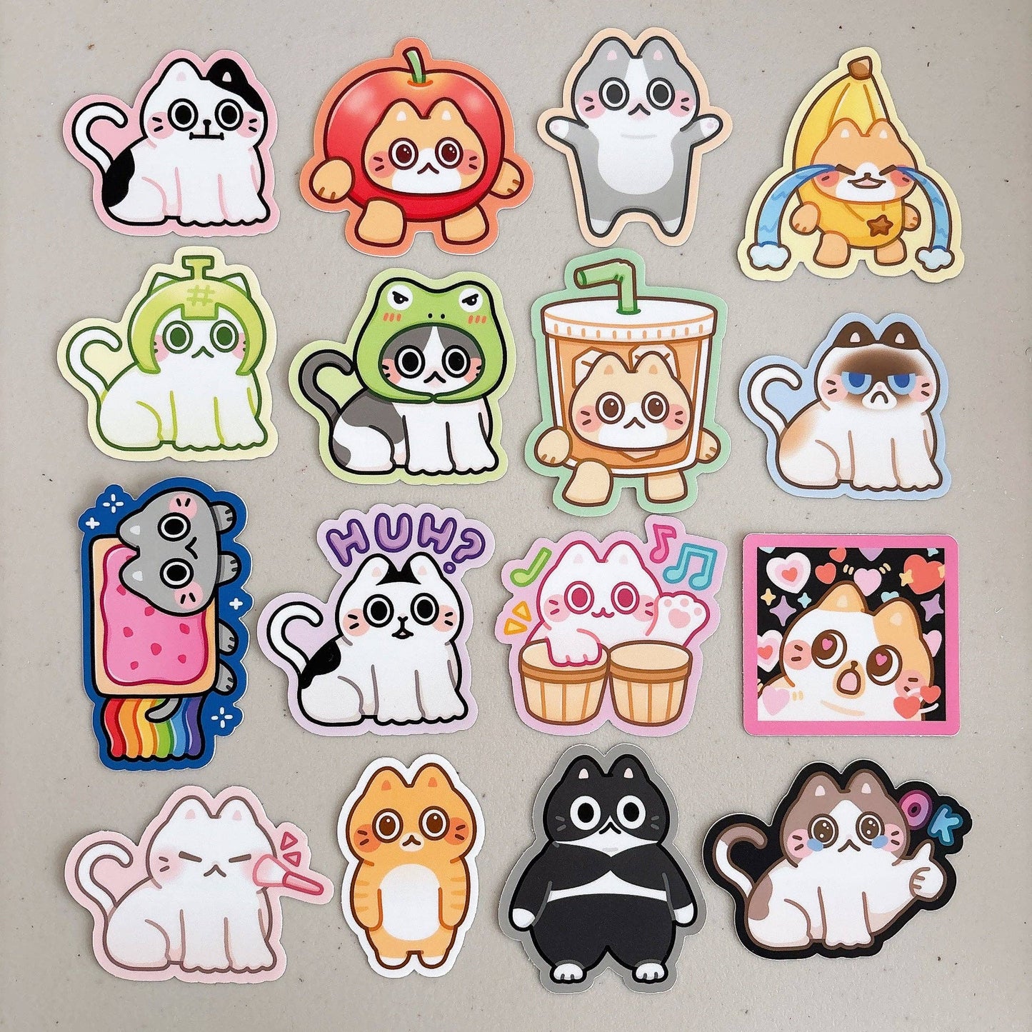 Cute Cat Meme Heavy Duty Waterproof Vinyl Diecut Stickers: Angry Frog Cat