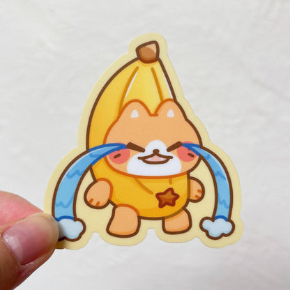 Cute Cat Meme Heavy Duty Waterproof Vinyl Diecut Stickers: Iced Coffee Cat