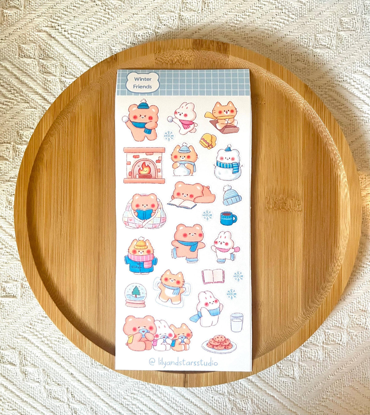 Winter Friends Matte Sticker Sheet • Kawaii Snowy Scrapbooking
