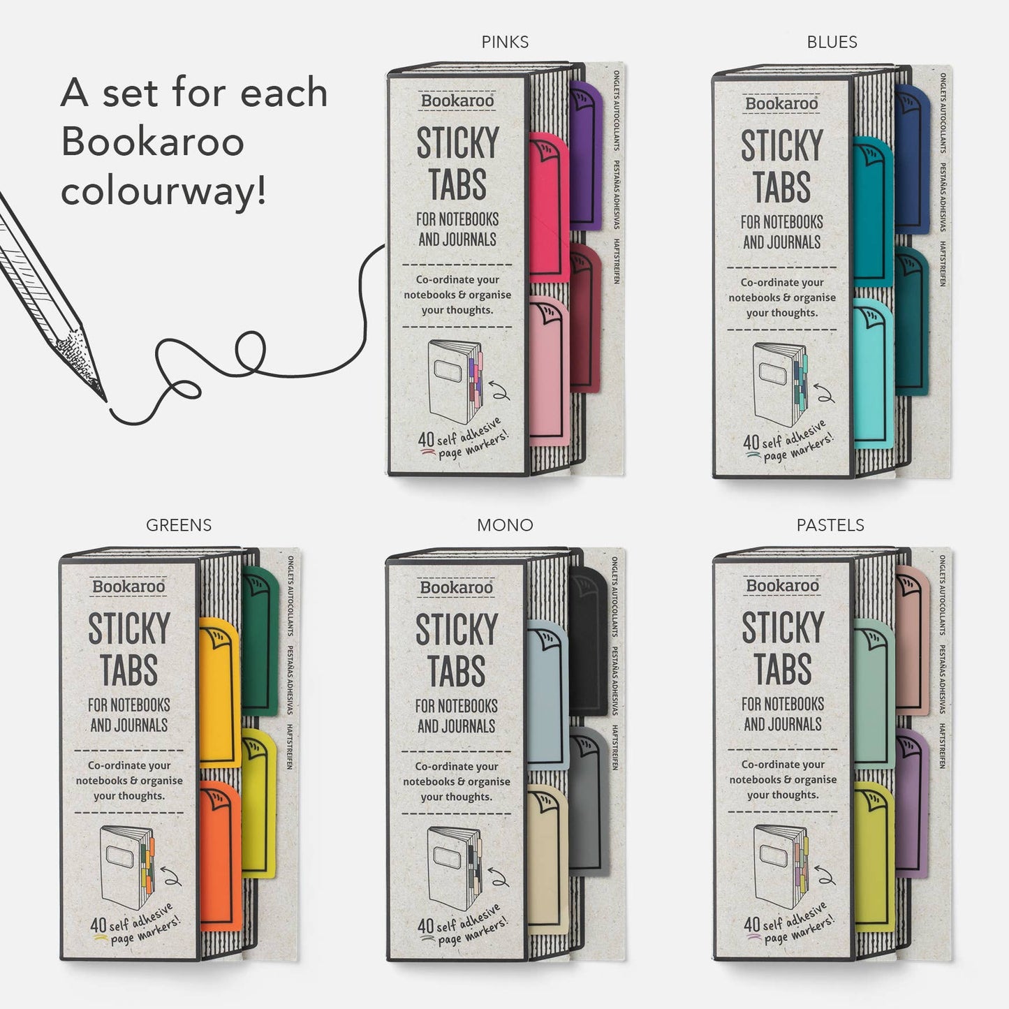 Bookaroo Sticky Tabs: Mono