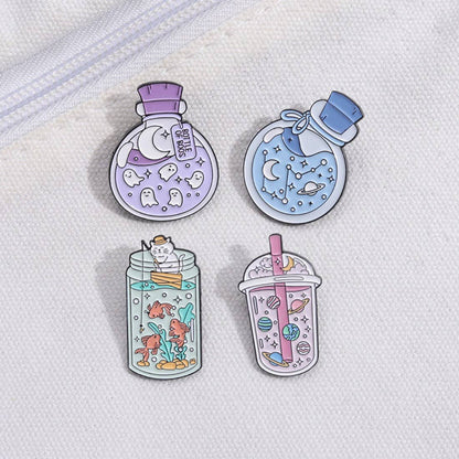 Pinori - Whimsical Potion Planet Enamel Pin: Pink